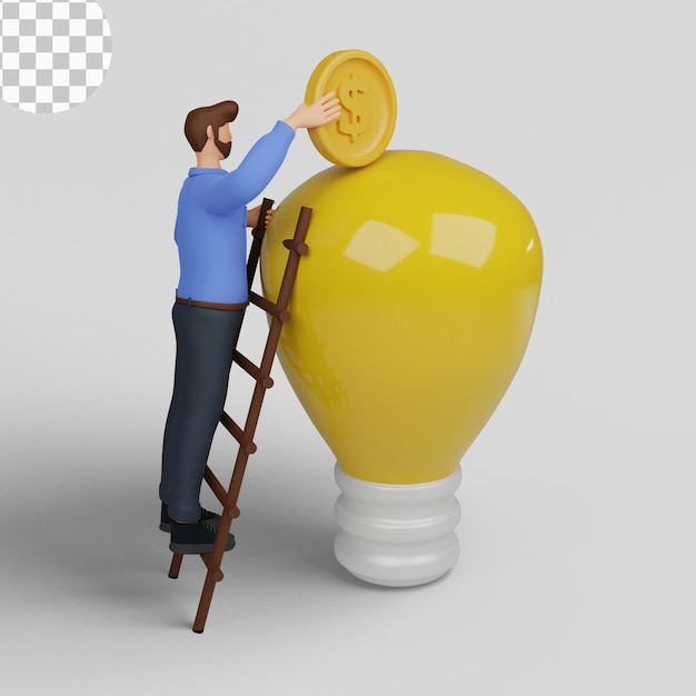 PSD illustrazione 3d. concetto di idea imprenditoriale