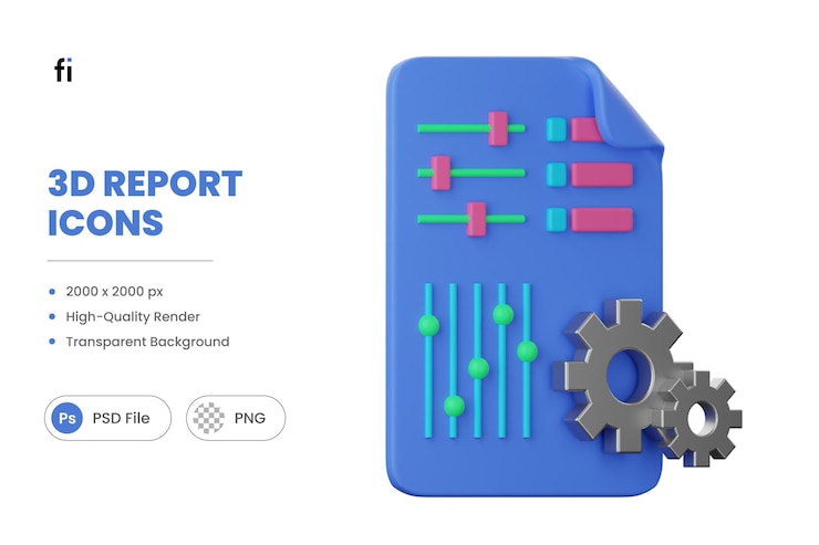 PSD 3d illustration business report delivery