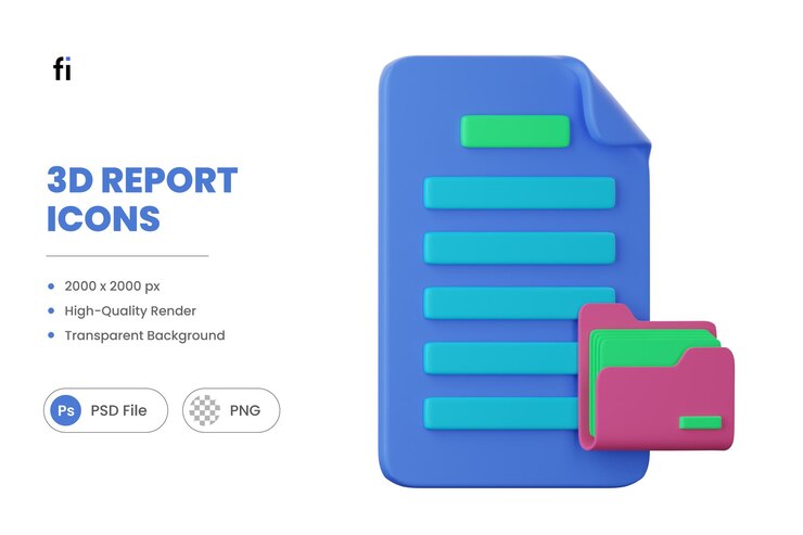 PSD 3d illustration business report setting