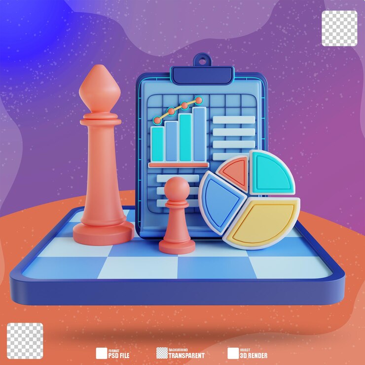 PSD анализ бизнес-стратегии 3d иллюстрации