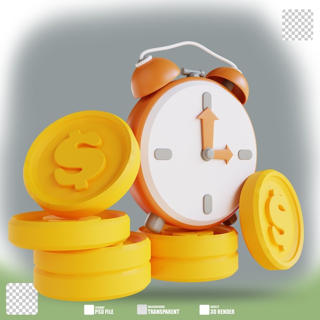 PSD 3d illustration business time is money 2