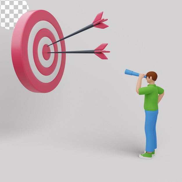 3d illustration. Businessman focused on goal