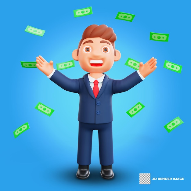 PSD 3d illustration businessman getting profit