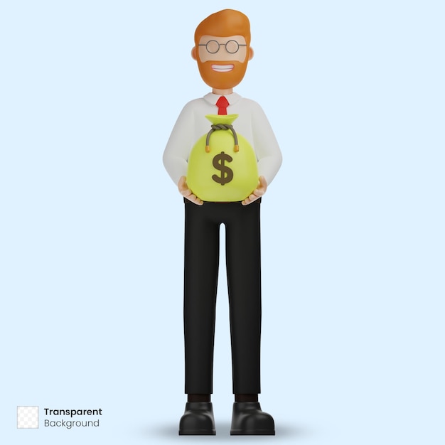 3d illustration businessman and Hold Money Bag