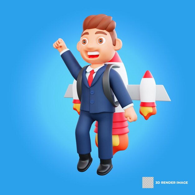 PSD 3d illustration businessman ready for business startup