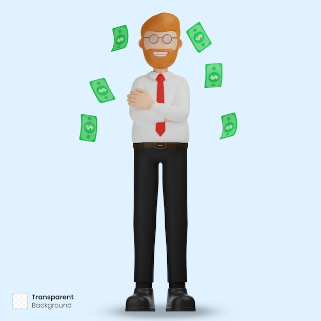 PSD 3d illustration businessman rich money