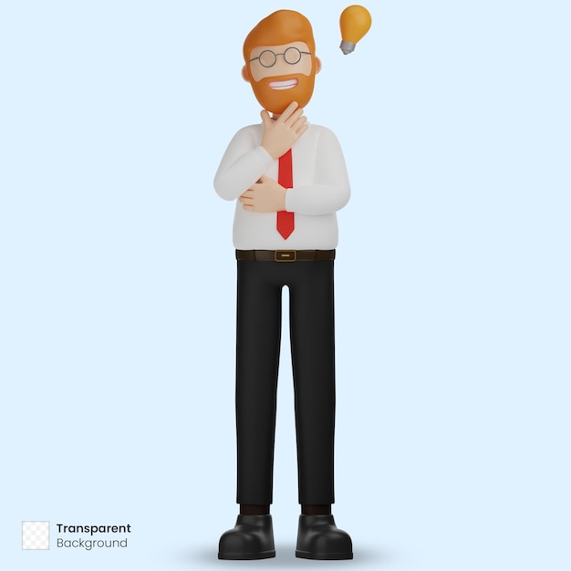 3d illustration businessman thinking with a bulb