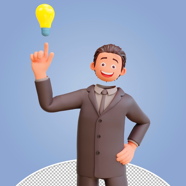 3Dイラストbussinesmanはアイデアを得る