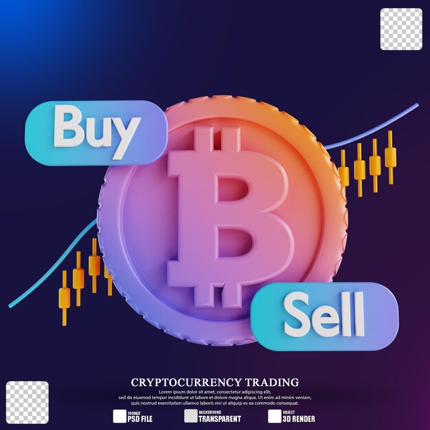 3d illustration buy and sell bitcoin