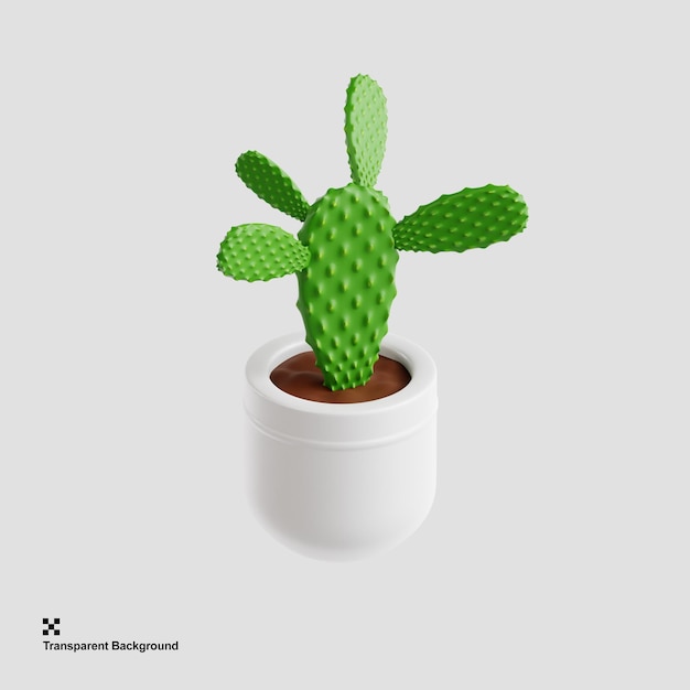 PSD 3d illustration of cactus pot