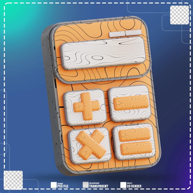 PSD 3d illustration of a calculator 3