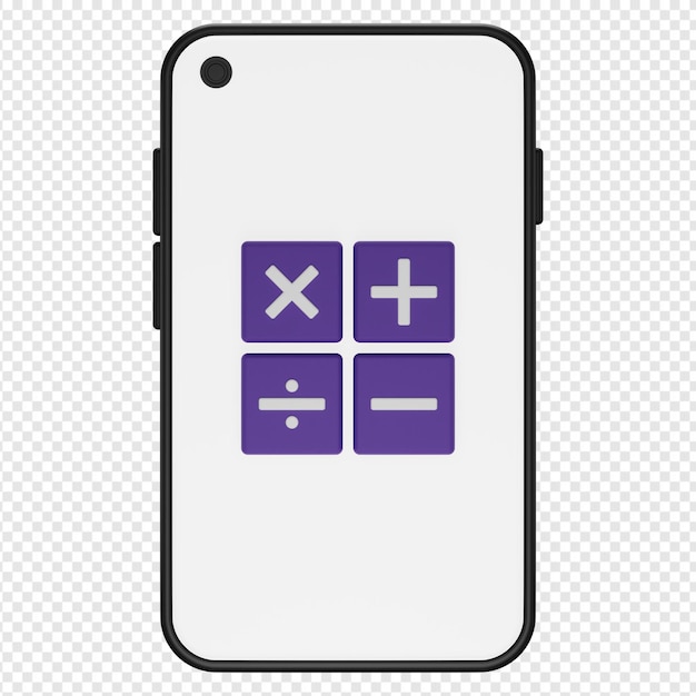 PSD 3d illustration of calculator in smartphone icon psd