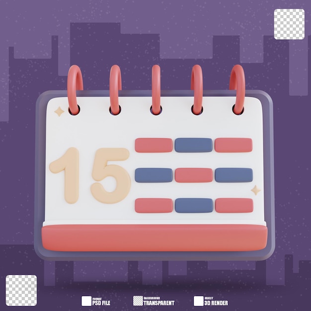 PSD 3d illustration calendar 2