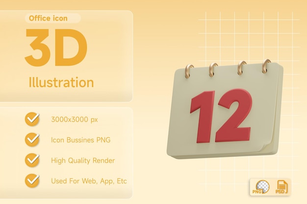 3d illustration calendar office schedule planner