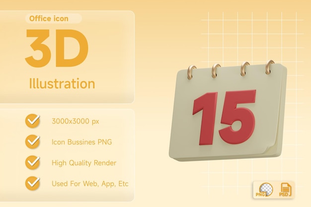 PSD 3d illustration calendar office schedule planner