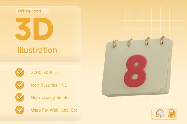 3d illustration calendar office schedule planner