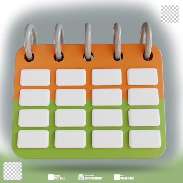 3D illustration calendar scdule
