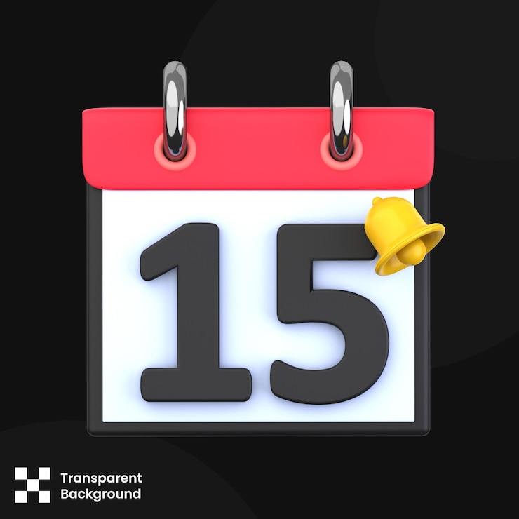 PSD 3d illustration calender 15 date