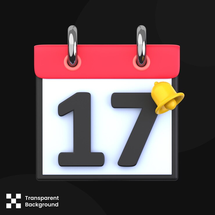 PSD 3d illustration calender 17 date