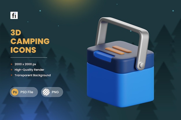 PSD 3d illustration camping cooler icons