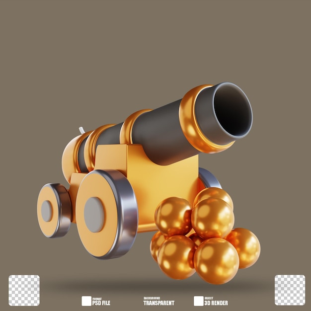 PSD cannone illustrazione 3d 2