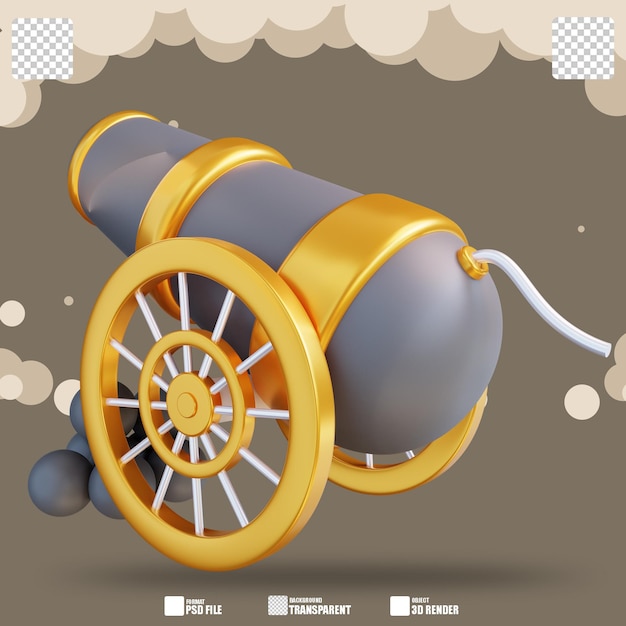 3d-иллюстрация пушка 3