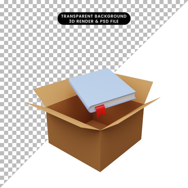 PSD 3d illustration of cardboard with book