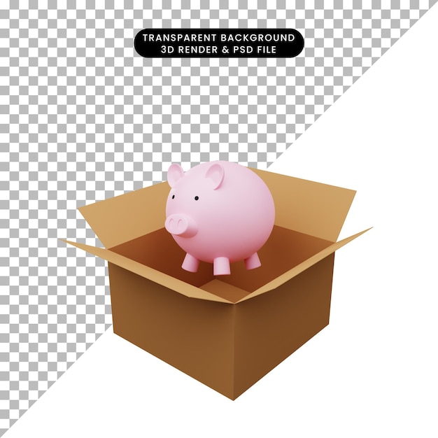 3d illustration of cardboard with piggy banks