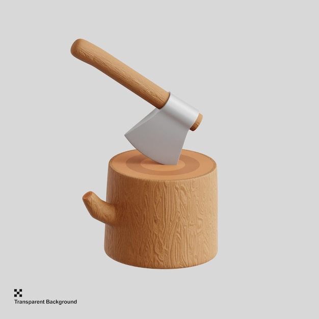 PSD 3d illustration of a carpenter's axe