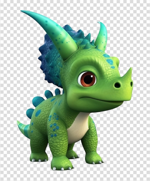 PSD illustrazione 3d di cartoni animati animali dinosauro giocattolo carino dino personaggio su sfondo trasparente