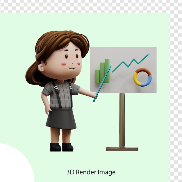 PSD 3d illustration cartoon character businesswoman