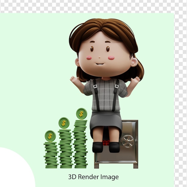 3d illustration cartoon character businesswoman