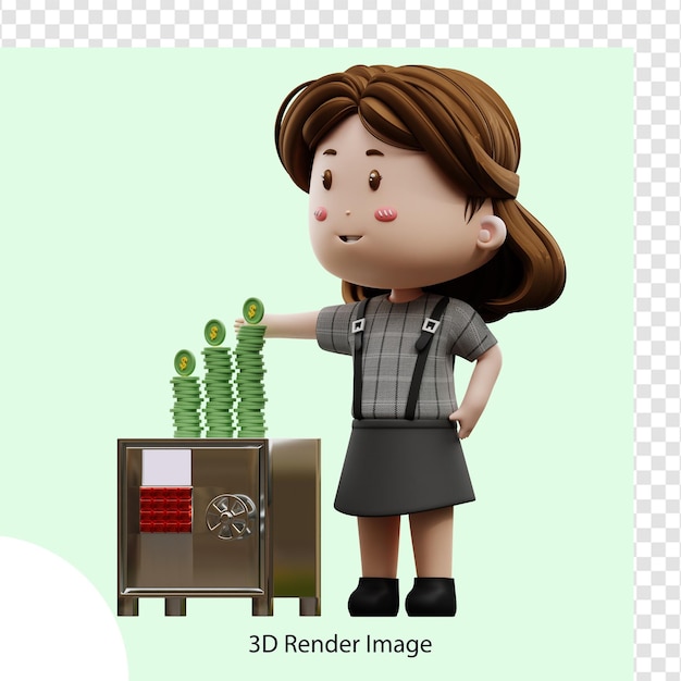 3d illustration cartoon character businesswoman
