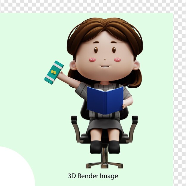 3d illustration cartoon character businesswoman