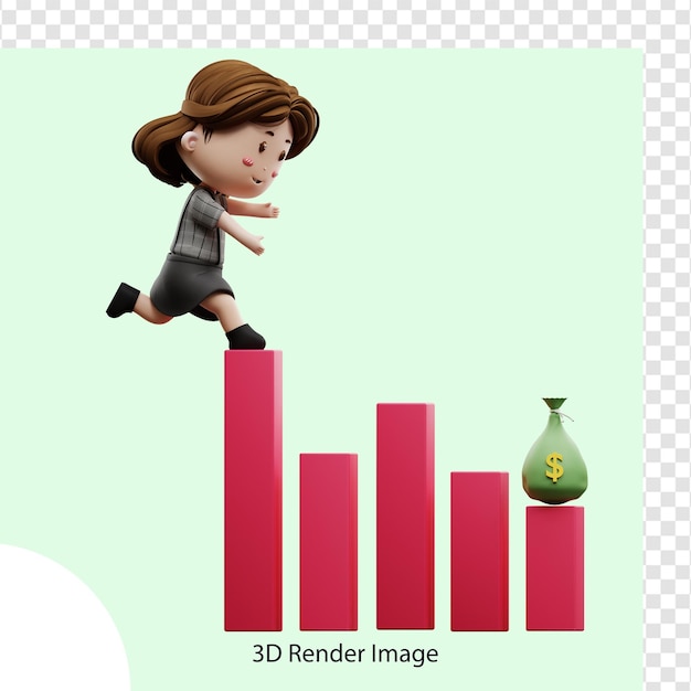 3d illustration cartoon character businesswoman