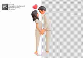 PSD 3d illustration cartoon romantic couples celebrate valentines day