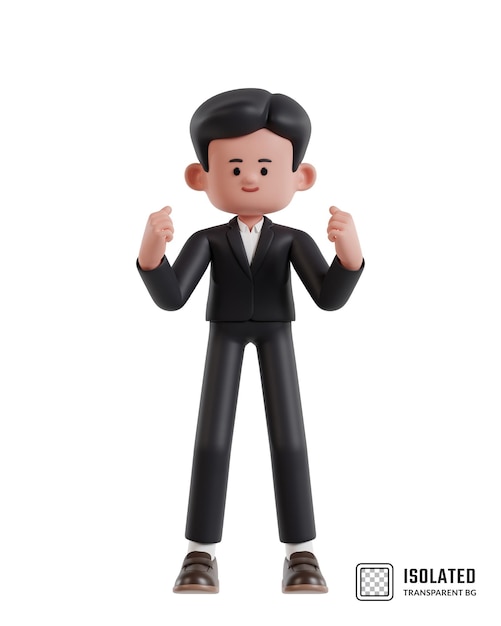 3d illustration of cartoon successful businessman celebrating