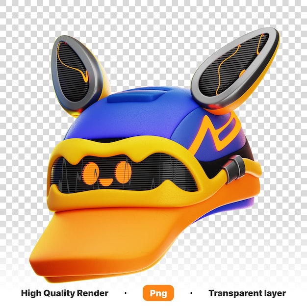 PSD 3d illustration cartoon with high tool kit looking like robotic mask in transparent background