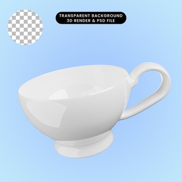 Illustrazione 3d della tazza di caffè in ceramica