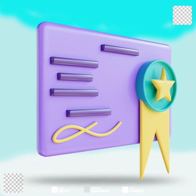 PSD Сертификат 3d иллюстрации 2