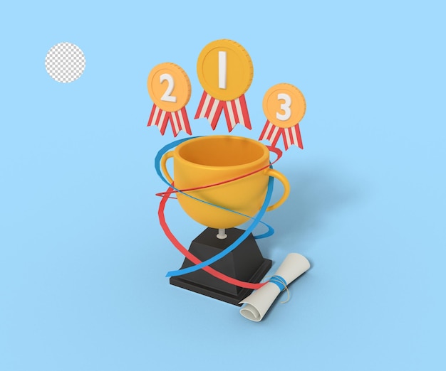 PSD 3d illustration of champion education trophy