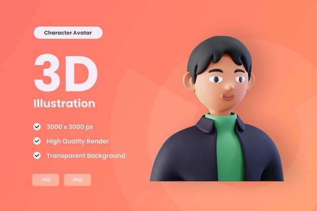 PSD illustrazione 3d personaggio avatar uomo 09