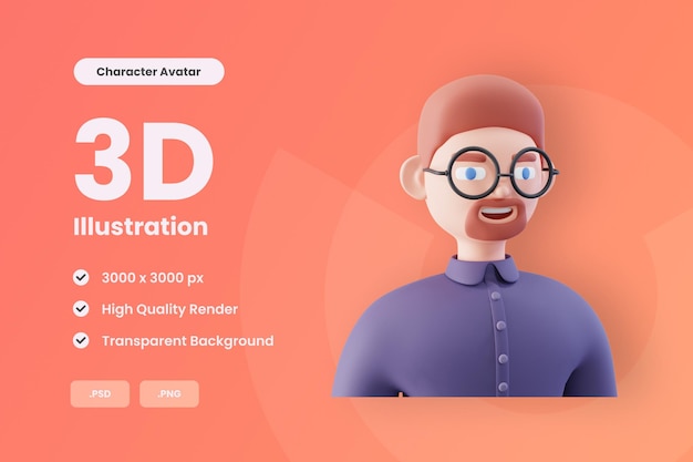 3d illustration character avatar man 10