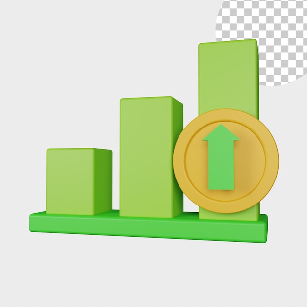 PSD icona del grafico con illustrazione 3d con colore verde