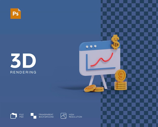 Диаграмма 3D иллюстрации с монетами
