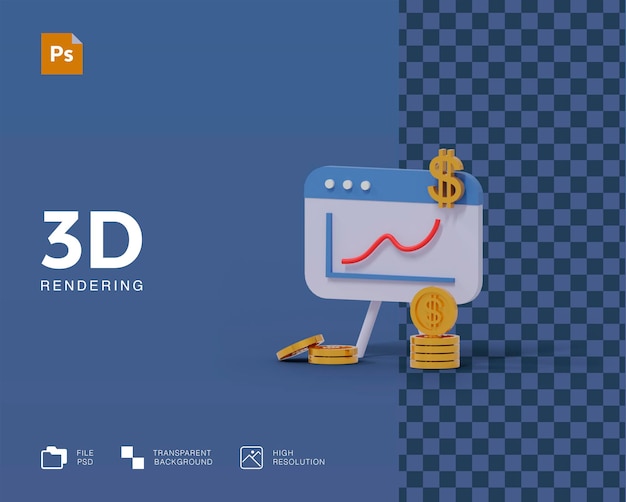 Диаграмма 3d иллюстрации с монетами