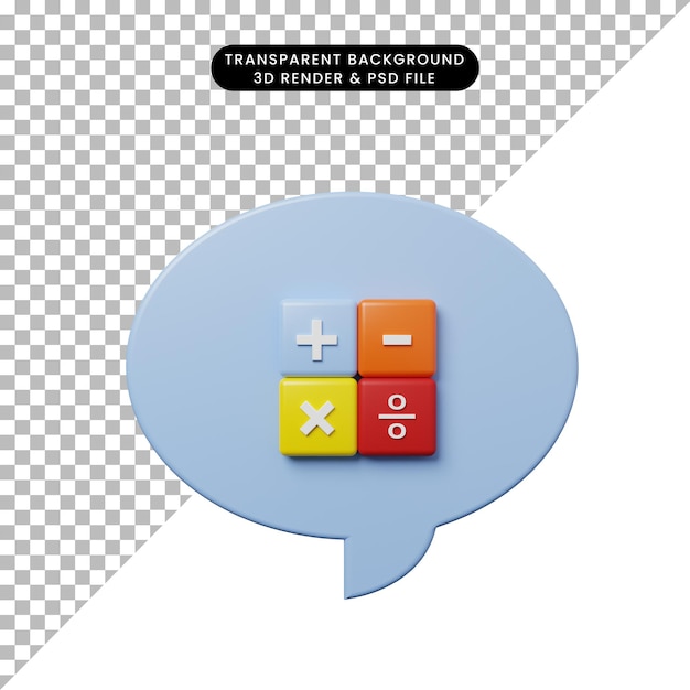 3d illustration chat bubble with calculator sign