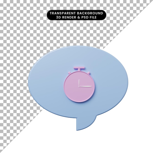 3d illustration chat bubble with clock