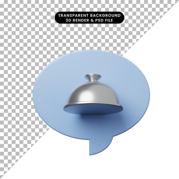 PSD 3d иллюстрация чат пузырь с закрытым объектом подноса