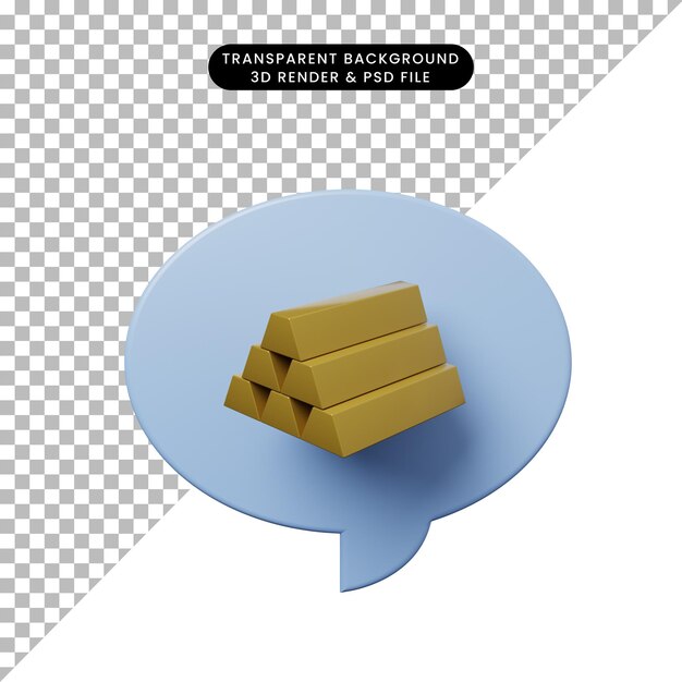 Bolla di chat illustrazione 3d con oro
